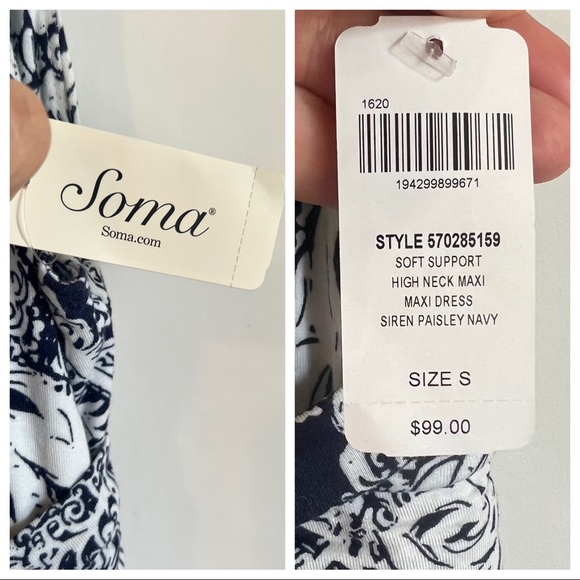 NWT SOMA High Neck Maxi Dress With Built-In Shelf Bra - Picture 11 of 11